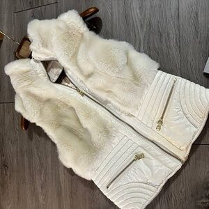 Rare Vintage Guess Cream Faux Fur Vest